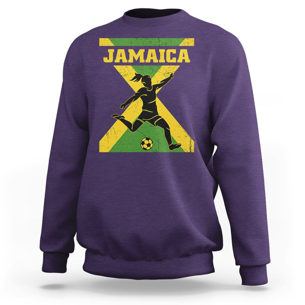 Jamaica Women Football Sweatshirt Jamaican Flag Girls Soccer Futbol Fan Lover TS02 Purple Print Your Wear