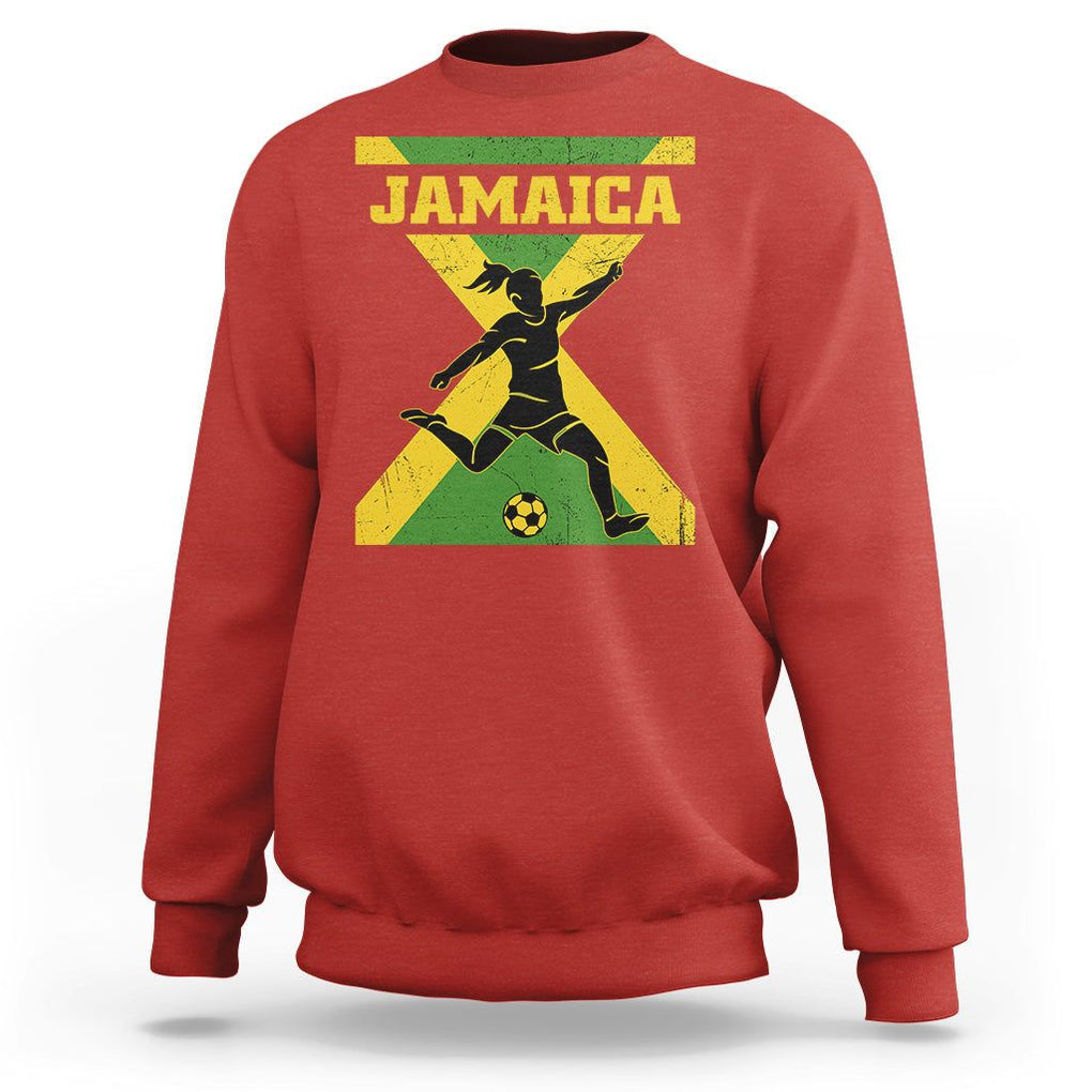 Jamaica Women Football Sweatshirt Jamaican Flag Girls Soccer Futbol Fan Lover TS02 Red Print Your Wear