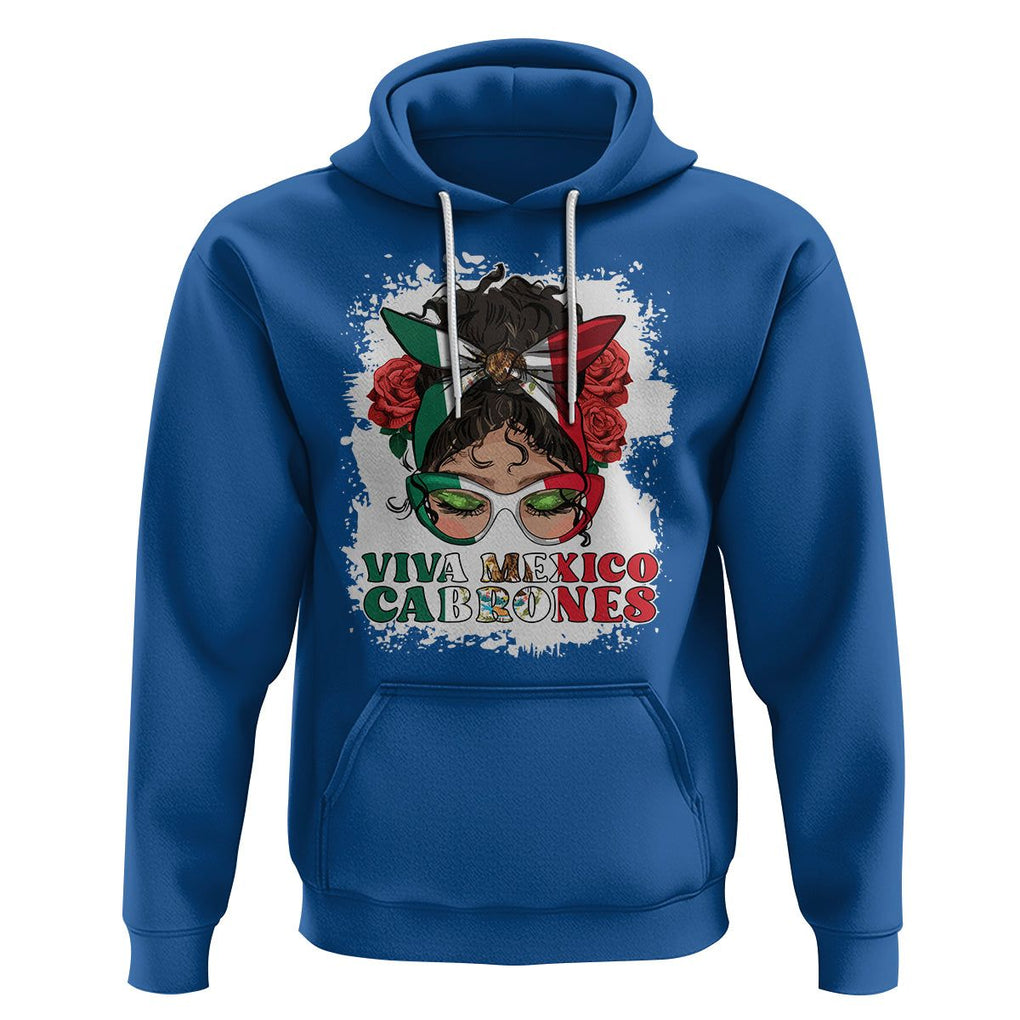 Mexican Independence Day Hoodie Viva Mexico Cabrone Messy Bun Latino Hispanic Mexican Flag TS02 Royal Blue Printyourwear