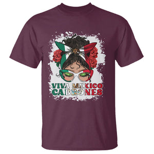 Mexican Independence Day T Shirt Viva Mexico Cabrone Messy Bun Latino Hispanic Mexican Flag TS02 Maroon Printyourwear