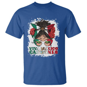 Mexican Independence Day T Shirt Viva Mexico Cabrone Messy Bun Latino Hispanic Mexican Flag TS02 Royal Blue Printyourwear