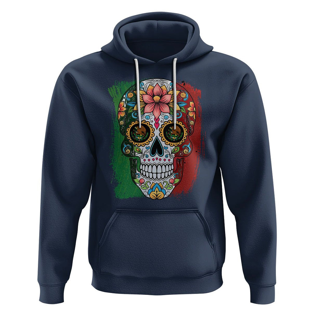 Sugar Skull Mexican Flag Hoodie Viva Mexico Hispanic Heritage Month TS02 Navy Printyourwear
