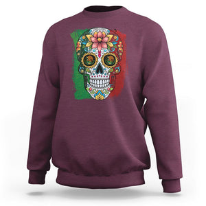 Sugar Skull Mexican Flag Sweatshirt Viva Mexico Hispanic Heritage Month TS02 Maroon Printyourwear