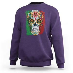 Sugar Skull Mexican Flag Sweatshirt Viva Mexico Hispanic Heritage Month TS02 Purple Printyourwear