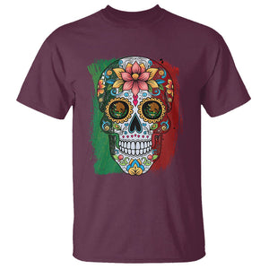Sugar Skull Mexican Flag T Shirt Viva Mexico Hispanic Heritage Month TS02 Maroon Printyourwear