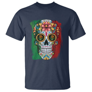 Sugar Skull Mexican Flag T Shirt Viva Mexico Hispanic Heritage Month TS02 Navy Printyourwear
