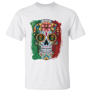 Sugar Skull Mexican Flag T Shirt Viva Mexico Hispanic Heritage Month TS02 White Printyourwear