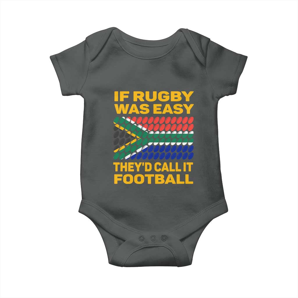 Funny South Africa Rugby Baby Onesie If Rugby Was Easy They'd Call It Football TS02 Dark Heather Print Your Wear