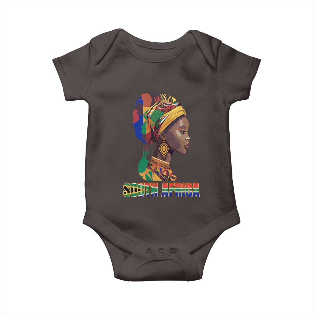 South Africa Pride Baby Onesie Black African Woman TS02 Dark Chocolate Print Your Wear