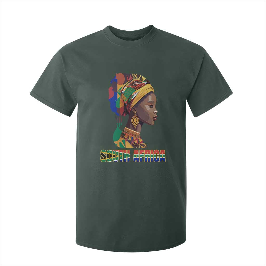 South Africa Pride T Shirt For Kid Black African Woman TS02 Dark Forest Green Print Your Wear