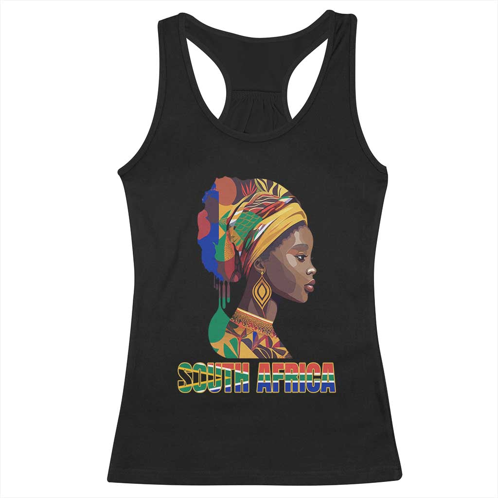 South Africa Pride Racerback Tank Top Black African Woman TS02 Black Print Your Wear