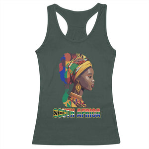 South Africa Pride Racerback Tank Top Black African Woman TS02 Dark Forest Green Print Your Wear