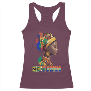South Africa Pride Racerback Tank Top Black African Woman TS02 Maroon Print Your Wear