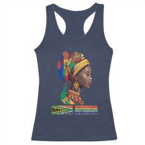 South Africa Pride Racerback Tank Top Black African Woman TS02 Navy Print Your Wear
