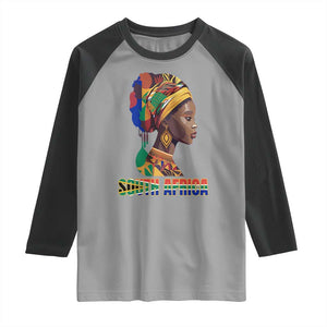 South Africa Pride Raglan Shirt Black African Woman TS02 Sport Gray Black Print Your Wear