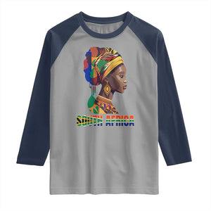 South Africa Pride Raglan Shirt Black African Woman TS02 Sport Gray Navy Print Your Wear