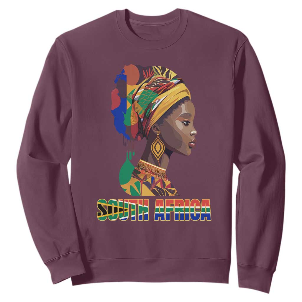 South African Women Sweatshirt South Africa Pride Black Africans Coloureds TS02 Maroon Printyourwear