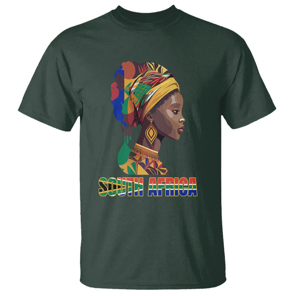 South African Women T Shirt South Africa Pride Black Africans Coloureds TS02 Dark Forest Green Printyourwear