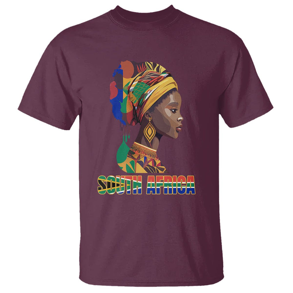 South African Women T Shirt South Africa Pride Black Africans Coloureds TS02 Maroon Printyourwear