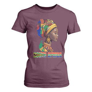 South Africa Pride T Shirt For Women Black African Woman TS02 Maroon Print Your Wear