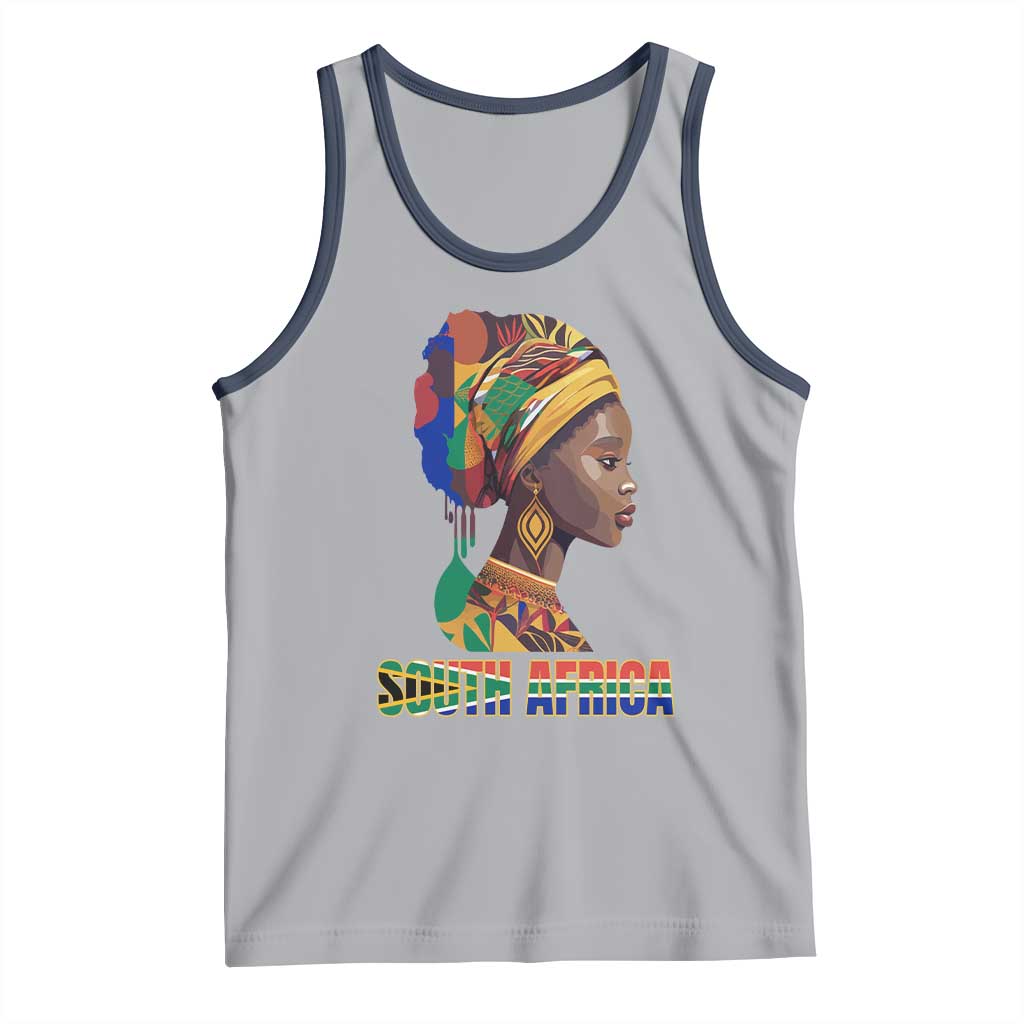 South Africa Pride Tank Top Black African Woman TS02 Athletic Heather Navy Print Your Wear