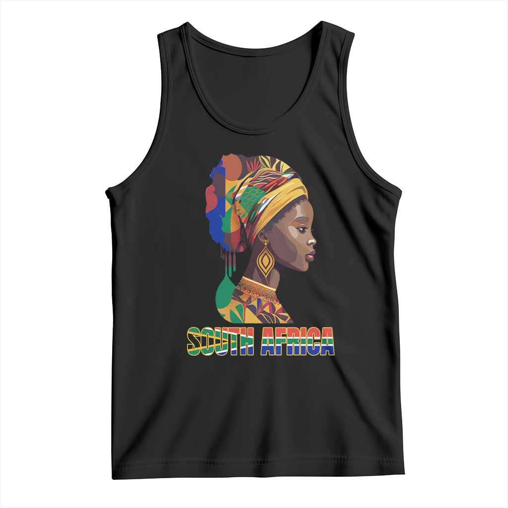 South Africa Pride Tank Top Black African Woman TS02 Black Print Your Wear