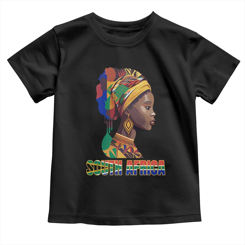 South Africa Pride Toddler T Shirt Black African Woman TS02 Black Print Your Wear