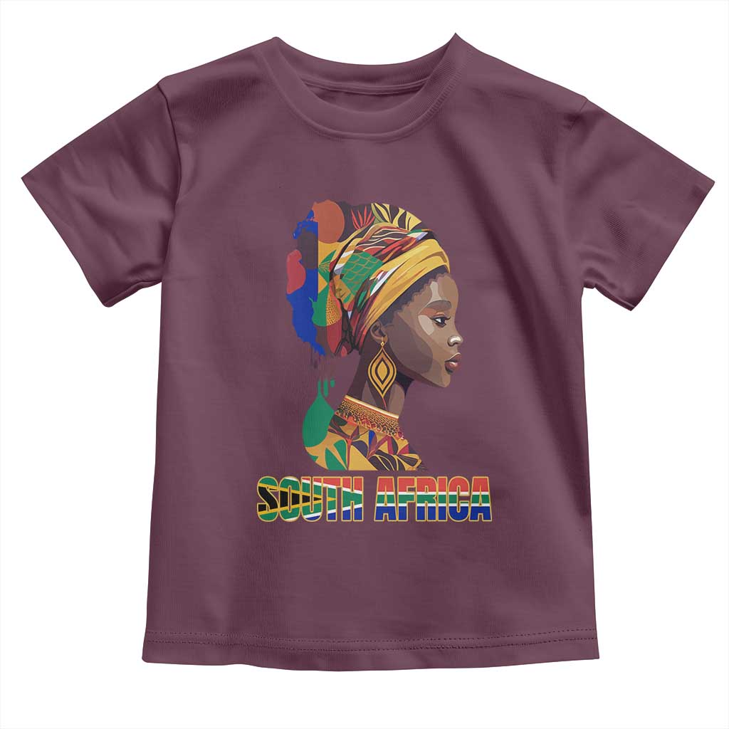 South Africa Pride Toddler T Shirt Black African Woman TS02 Maroon Print Your Wear