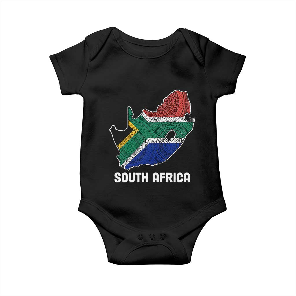 South Africa Pride Baby Onesie South African Flag Map TS02 Black Print Your Wear