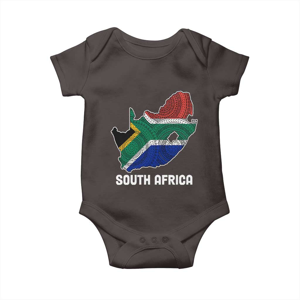 South Africa Pride Baby Onesie South African Flag Map TS02 Dark Chocolate Print Your Wear