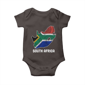South Africa Pride Baby Onesie South African Flag Map TS02 Dark Chocolate Print Your Wear