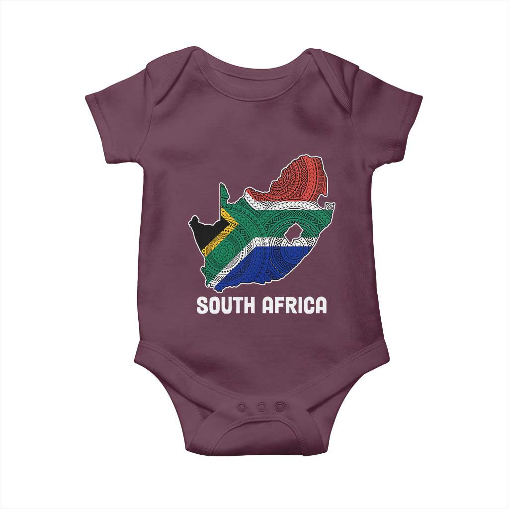 South Africa Pride Baby Onesie South African Flag Map TS02 Maroon Print Your Wear