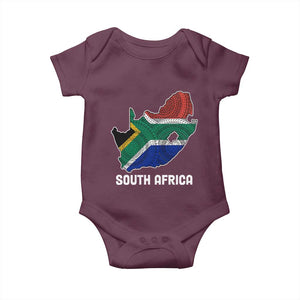 South Africa Pride Baby Onesie South African Flag Map TS02 Maroon Print Your Wear