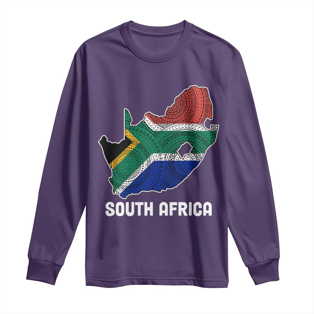 South Africa Pride Long Sleeve Shirt South African Flag Map TS02 Purple Print Your Wear