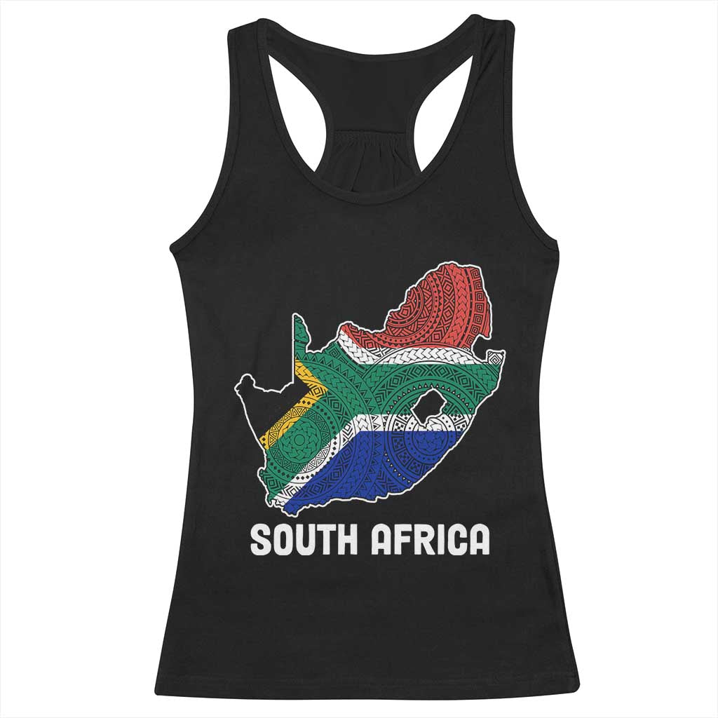 South Africa Pride Racerback Tank Top South African Flag Map TS02 Black Print Your Wear