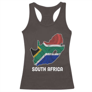 South Africa Pride Racerback Tank Top South African Flag Map TS02 Dark Chocolate Print Your Wear