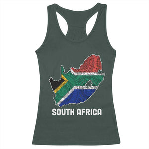 South Africa Pride Racerback Tank Top South African Flag Map TS02 Dark Forest Green Print Your Wear
