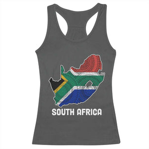 South Africa Pride Racerback Tank Top South African Flag Map TS02 Dark Heather Print Your Wear