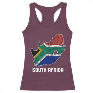 South Africa Pride Racerback Tank Top South African Flag Map TS02 Maroon Print Your Wear