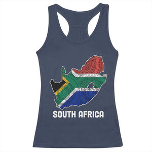South Africa Pride Racerback Tank Top South African Flag Map TS02 Navy Print Your Wear