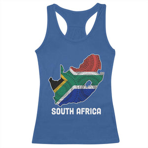 South Africa Pride Racerback Tank Top South African Flag Map TS02 Royal Blue Print Your Wear