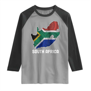 South Africa Pride Raglan Shirt South African Flag Map TS02 Sport Gray Black Print Your Wear