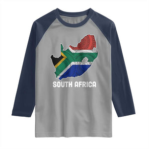 South Africa Pride Raglan Shirt South African Flag Map TS02 Sport Gray Navy Print Your Wear