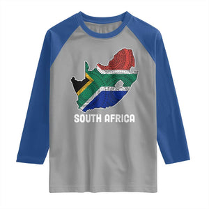 South Africa Pride Raglan Shirt South African Flag Map TS02 Sport Gray Royal Print Your Wear