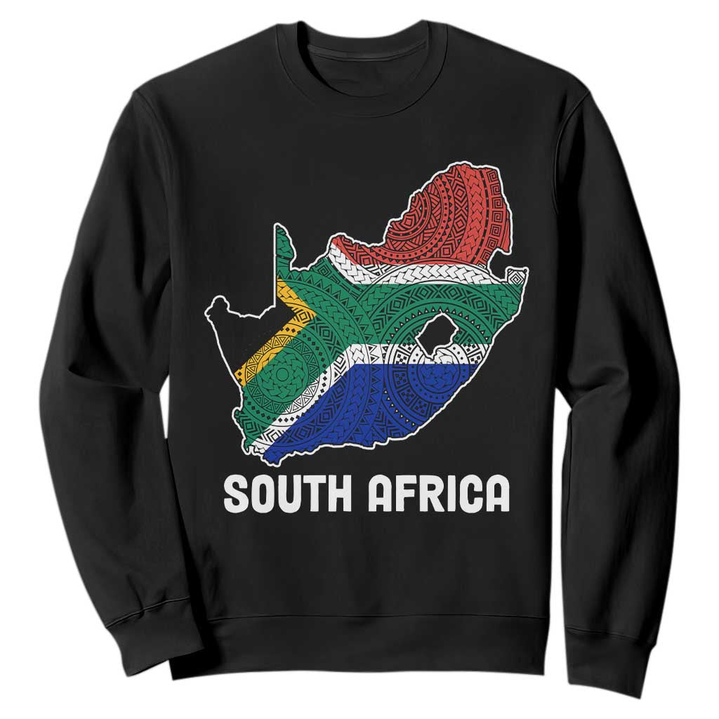 South Africa Pride Sweatshirt South African Flag Map TS02 Black Printyourwear