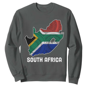 South Africa Pride Sweatshirt South African Flag Map TS02 Dark Heather Printyourwear