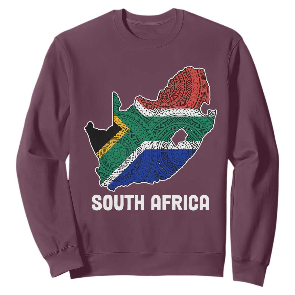 South Africa Pride Sweatshirt South African Flag Map TS02 Maroon Printyourwear