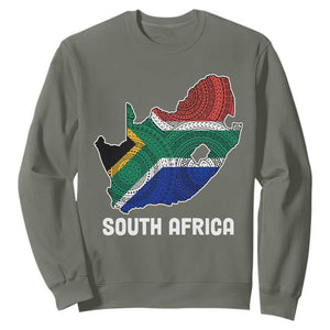 South Africa Pride Sweatshirt South African Flag Map TS02 Military Green Printyourwear