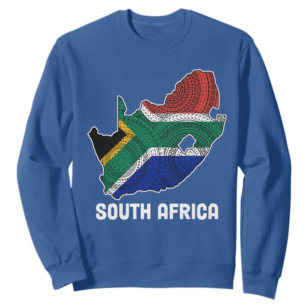 South Africa Pride Sweatshirt South African Flag Map TS02 Royal Blue Printyourwear