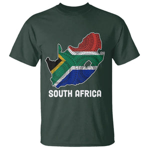 South Africa Pride T Shirt South African Flag Map TS02 Dark Forest Green Printyourwear